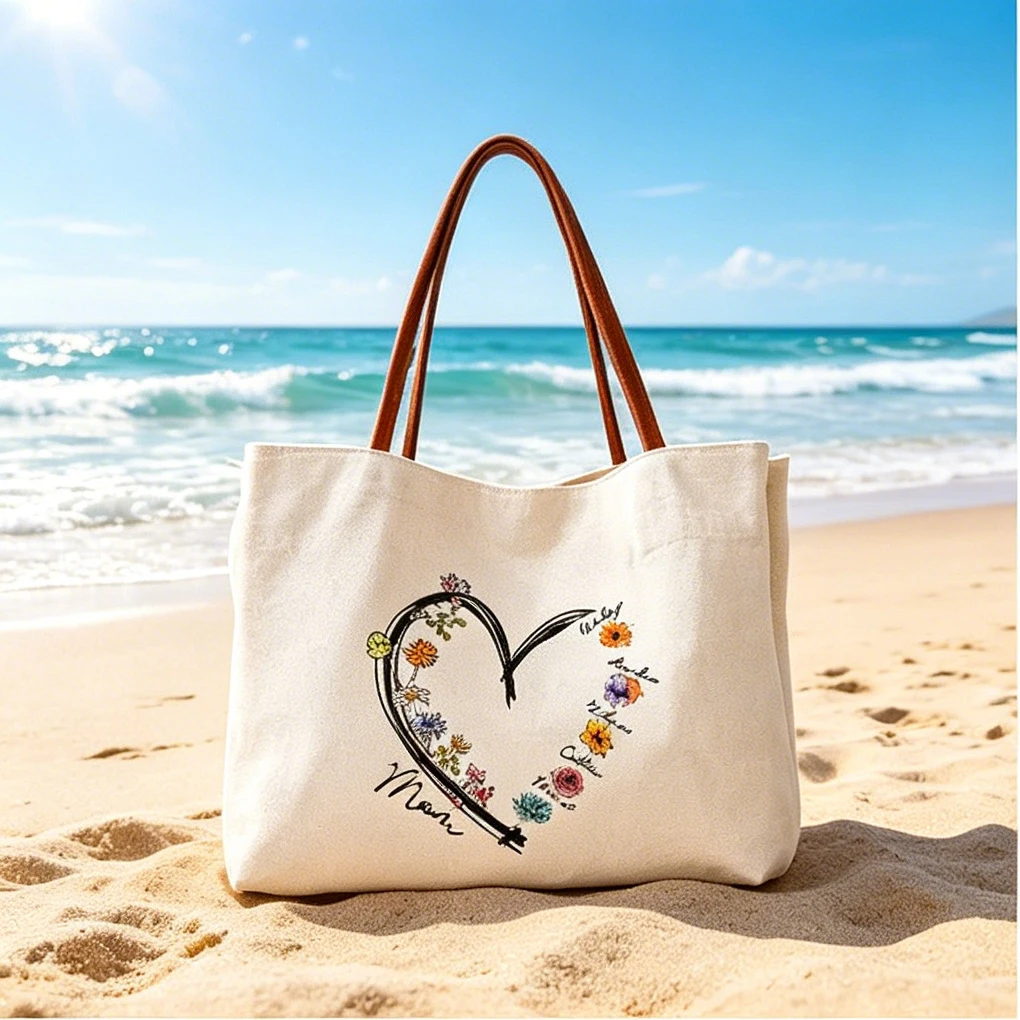 

Daily Canvas Tote Bag Custom Soft Slogan Print Family Members Neighborhood Visit Daily Small Accessory Arrangement Gift