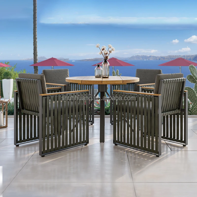 Patio Aluminum Frame 8 Seat Outdoor Dining Set with Table and Chair for Garden Metal Furniture Rectangle Table