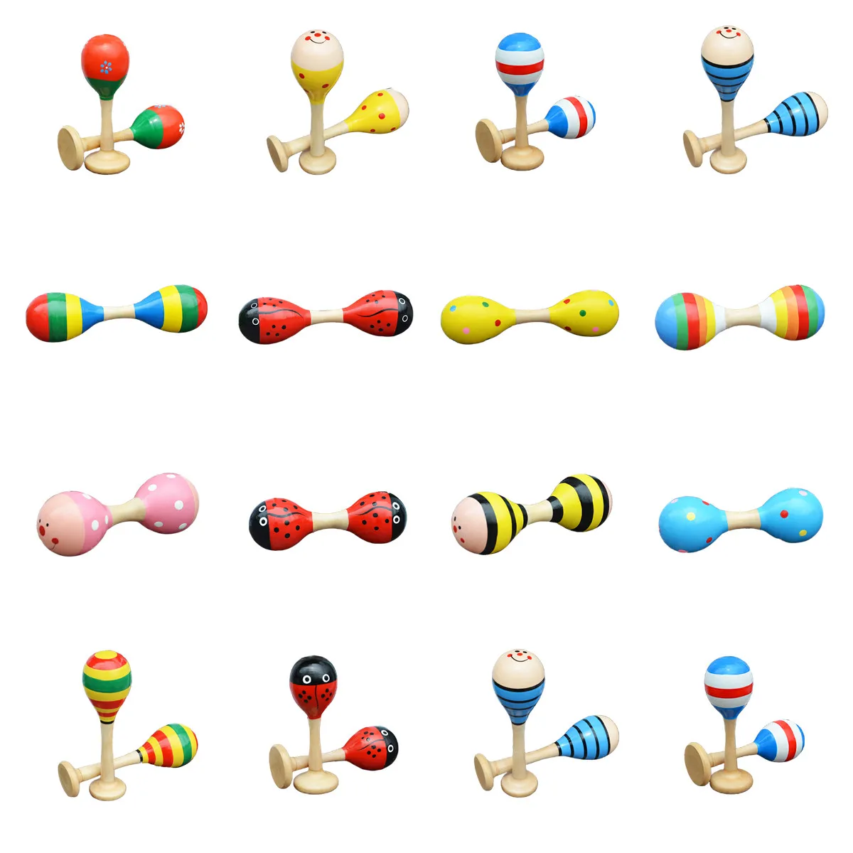 New Arrival Orff Percussion Toy Masical Instrument Infant Toddlers Wood Sand Hammer Maraca Rattles Kids Party Baby Shaker Toy