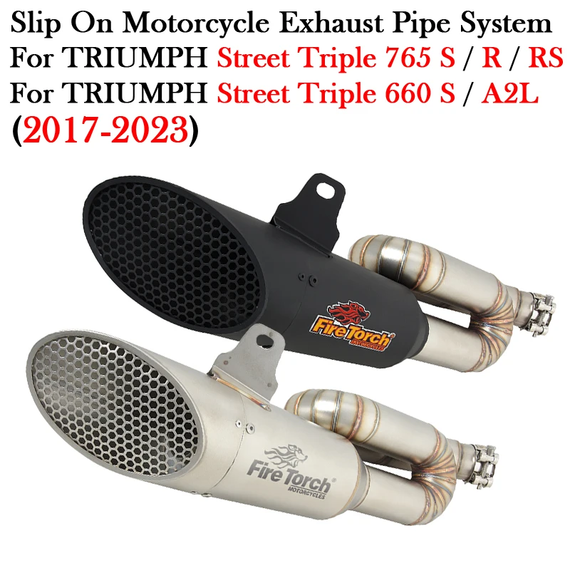 Slip On para TRIUMPH Street Triple 765 660 S R RS A2L 2017 - 2023 silenciador Exhausr para motocicleta Escape Moto catalizador tubo de enlace medio