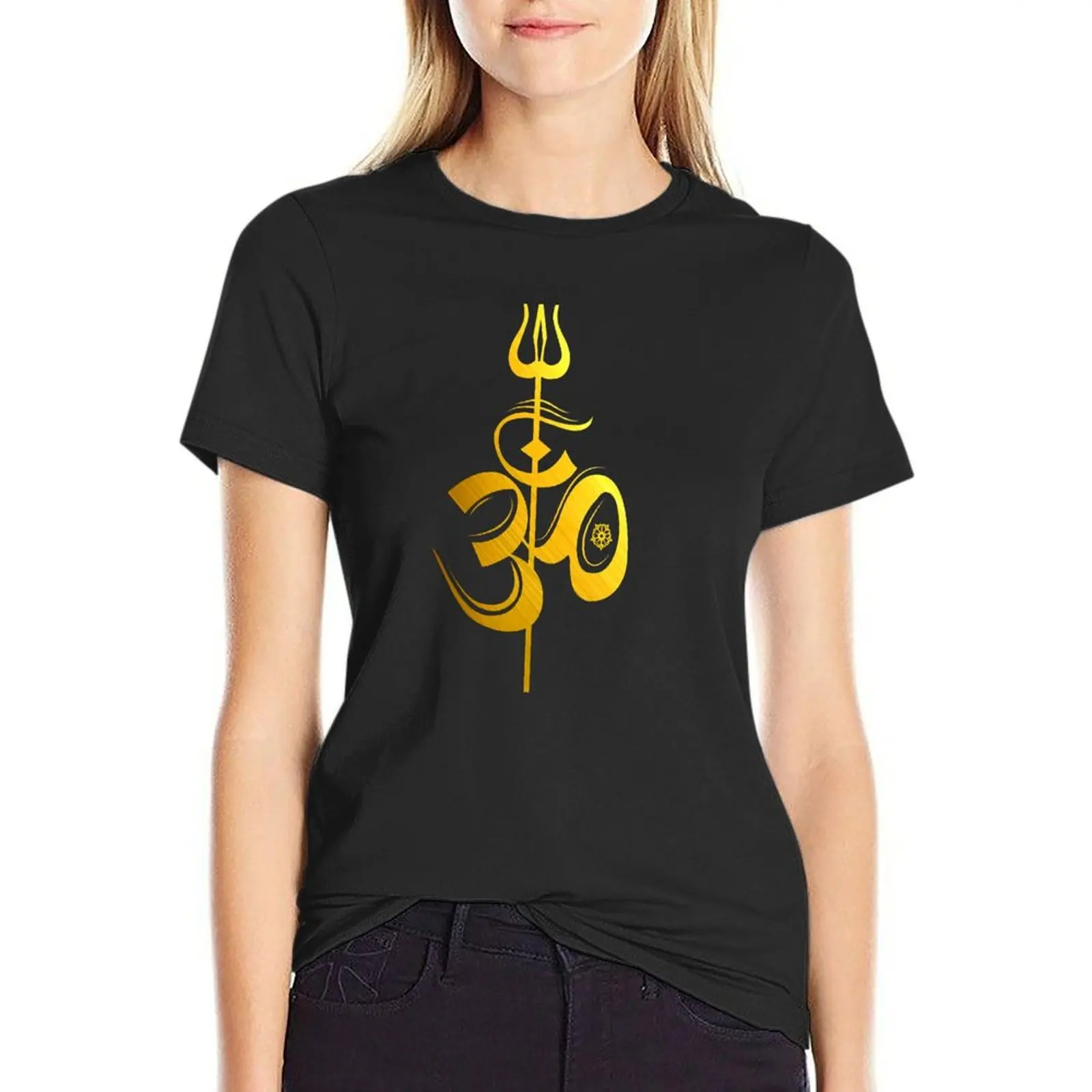 OM Lord Shiva Divine Spear Trident Trishul T Shirt T-Shirt Blouse plus size tops shirts graphic tees Woman clothing