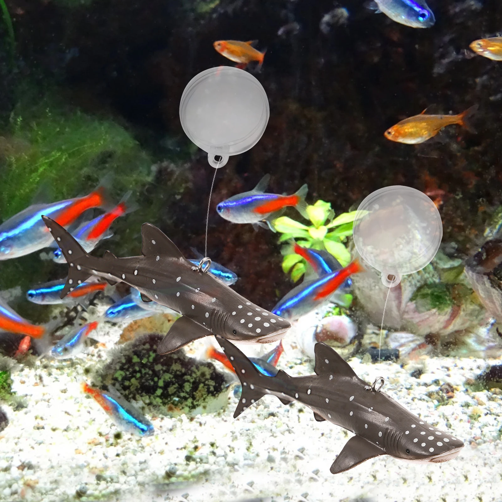 

2 set Whale Shark Floating Ornament Aquarium Decor Fish Tank Marine Animal Swimming Shark Decoration For Pond Tank Layout