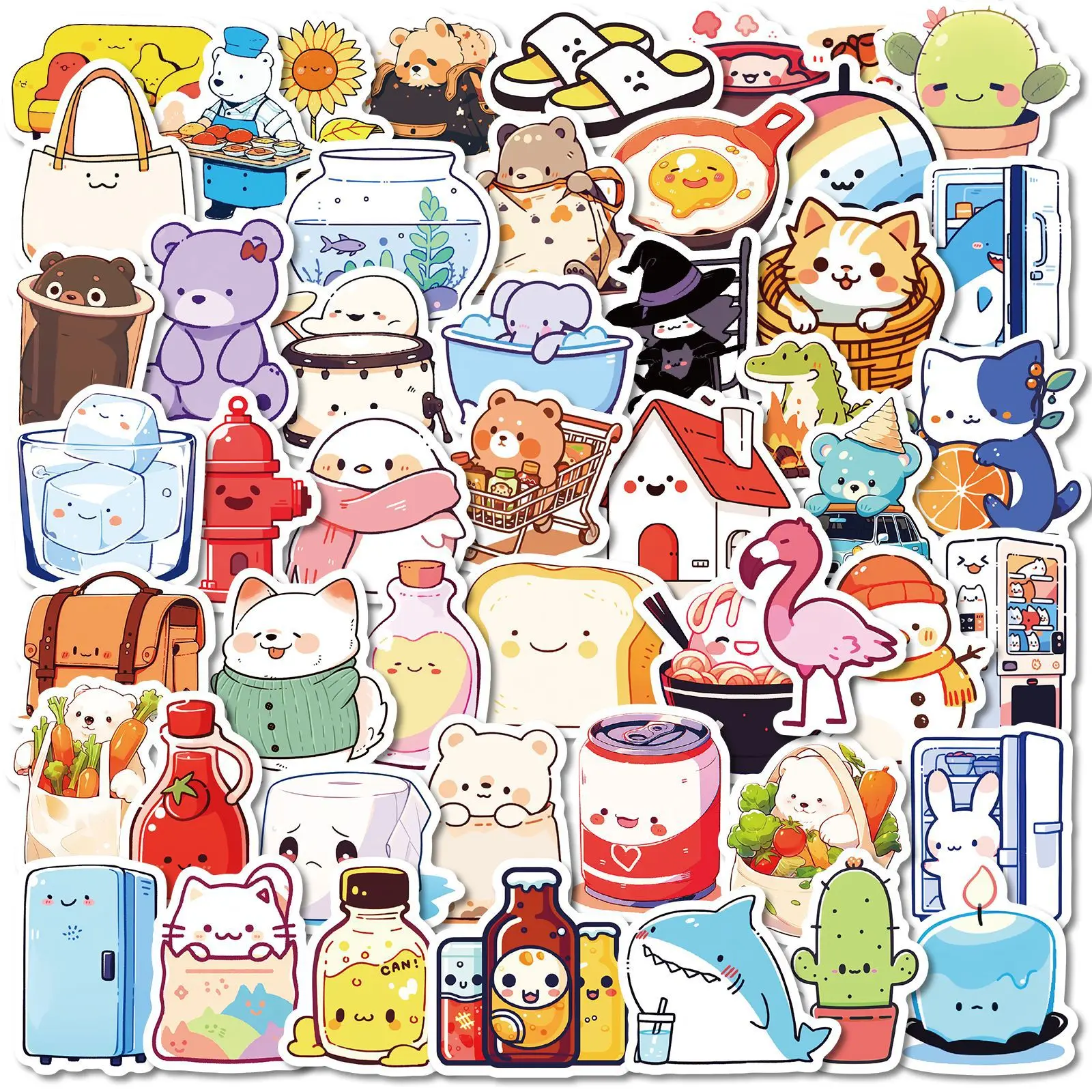 10/30/50PCS Cute Thing Series Cartoon Graffiti Sticker Kawaii Cat Decal For Notebook Guitar Phone Cup Fridge Waterproof Sticker