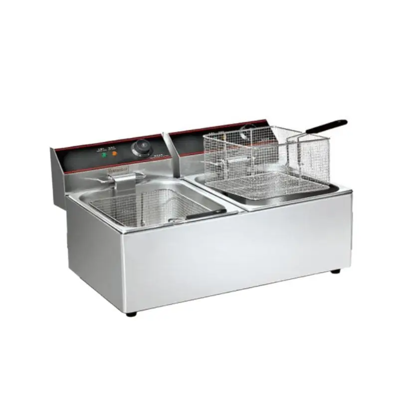 FQ Electric TwoTank Stainless Steel Deep Fryer Machine 3500W 220V Restaurant Applicable 11L+11L Capacity 1 Year Warranty Model