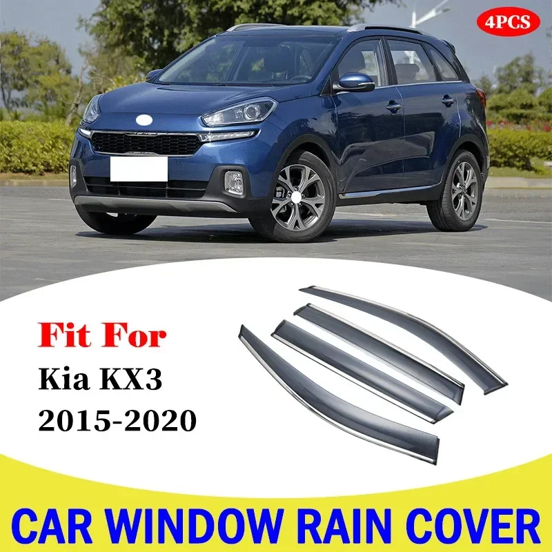 

Car Cover Window Glass Weather Shield Wind Visor Rain Sun Guard Vent Frame For Kia KX3 2015-2020 Car-Styling Accessories