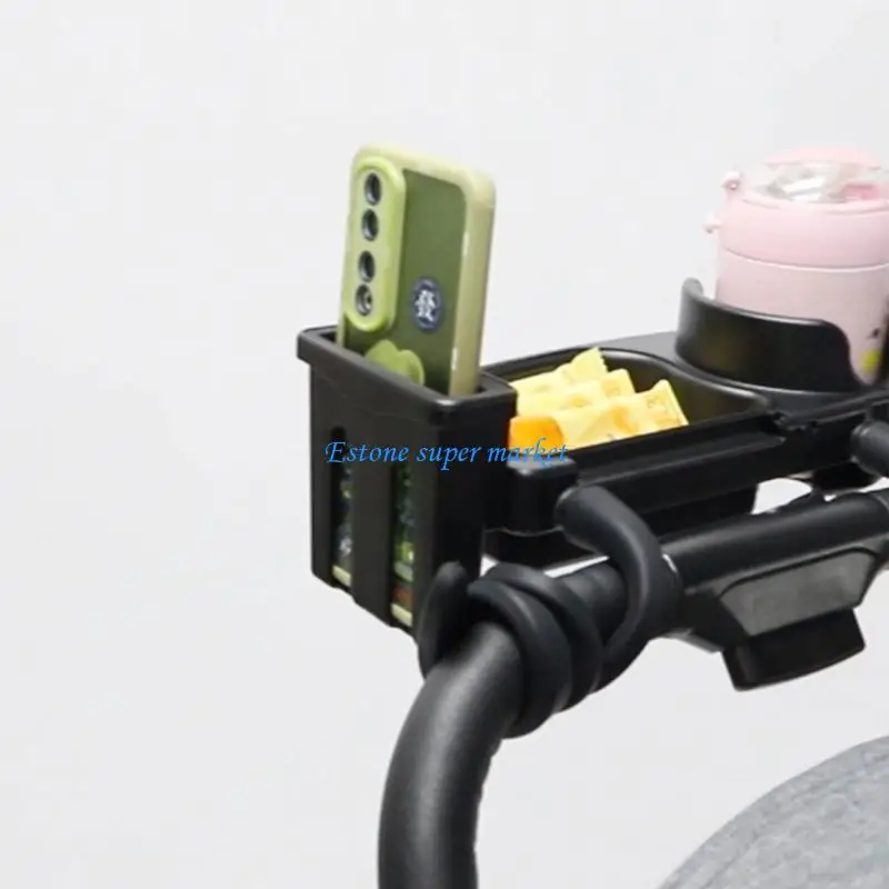 090B Convenient Strollers Attachment for Baby Feeding, Quick Setsup Snacks Plate with Dividers and Cup Bottle & Phone Area