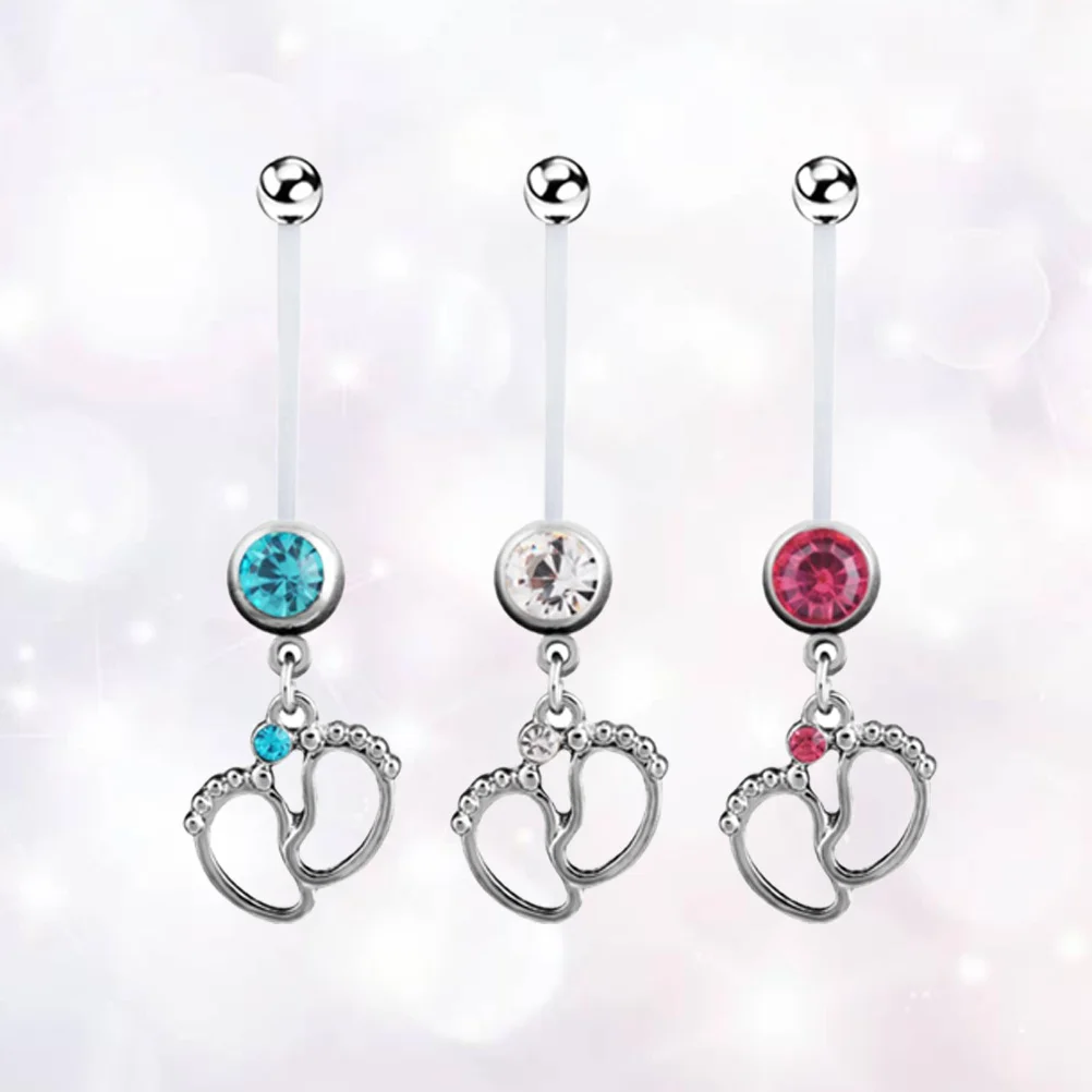 

3pcs Belly Button Rings Women Crystal Navel Jewelry Piercing Accessory For Girls Ladies Summer Beach Wedding Party