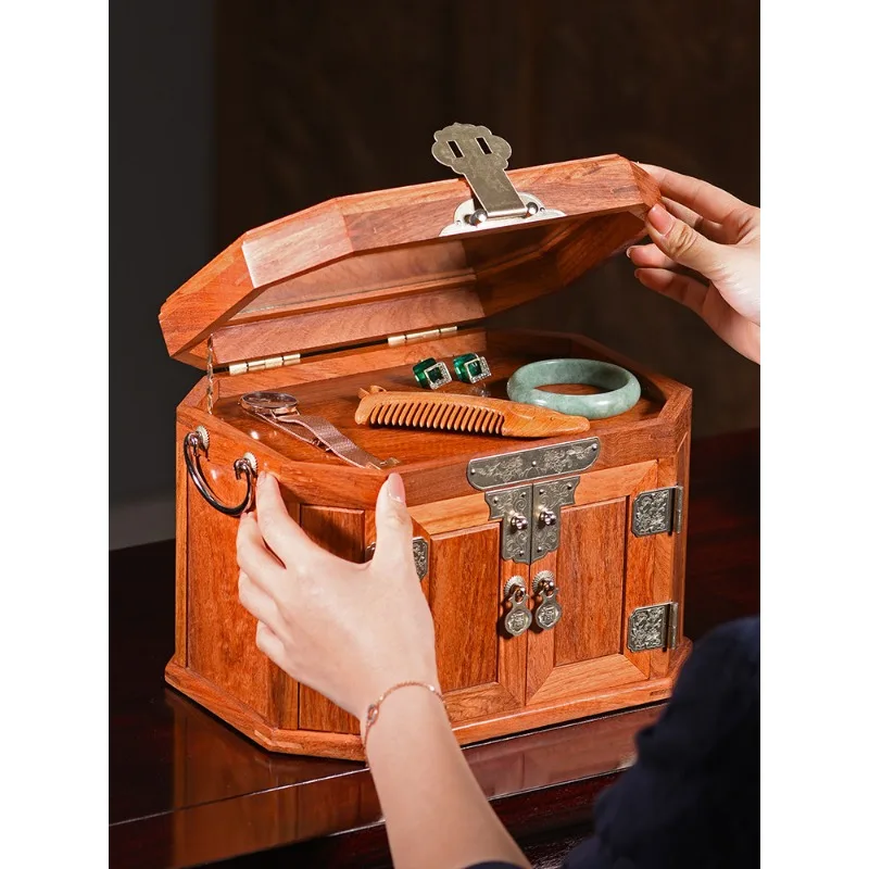 Multi-layer jewelry box Solid wood Chinese high-end small exquisite large-capacity mahogany home