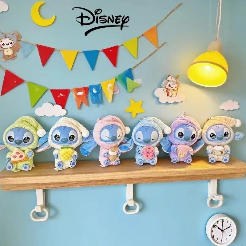 Pluszak Stitch Seria Jedz Coś Przed Snu, Pluszowy Brelok, Kawaii Pluszowa Lalka, Breloczek do Kluczy Samochodowych, Prezent Świąteczny dla Dziewczynki, Zabawka Anime