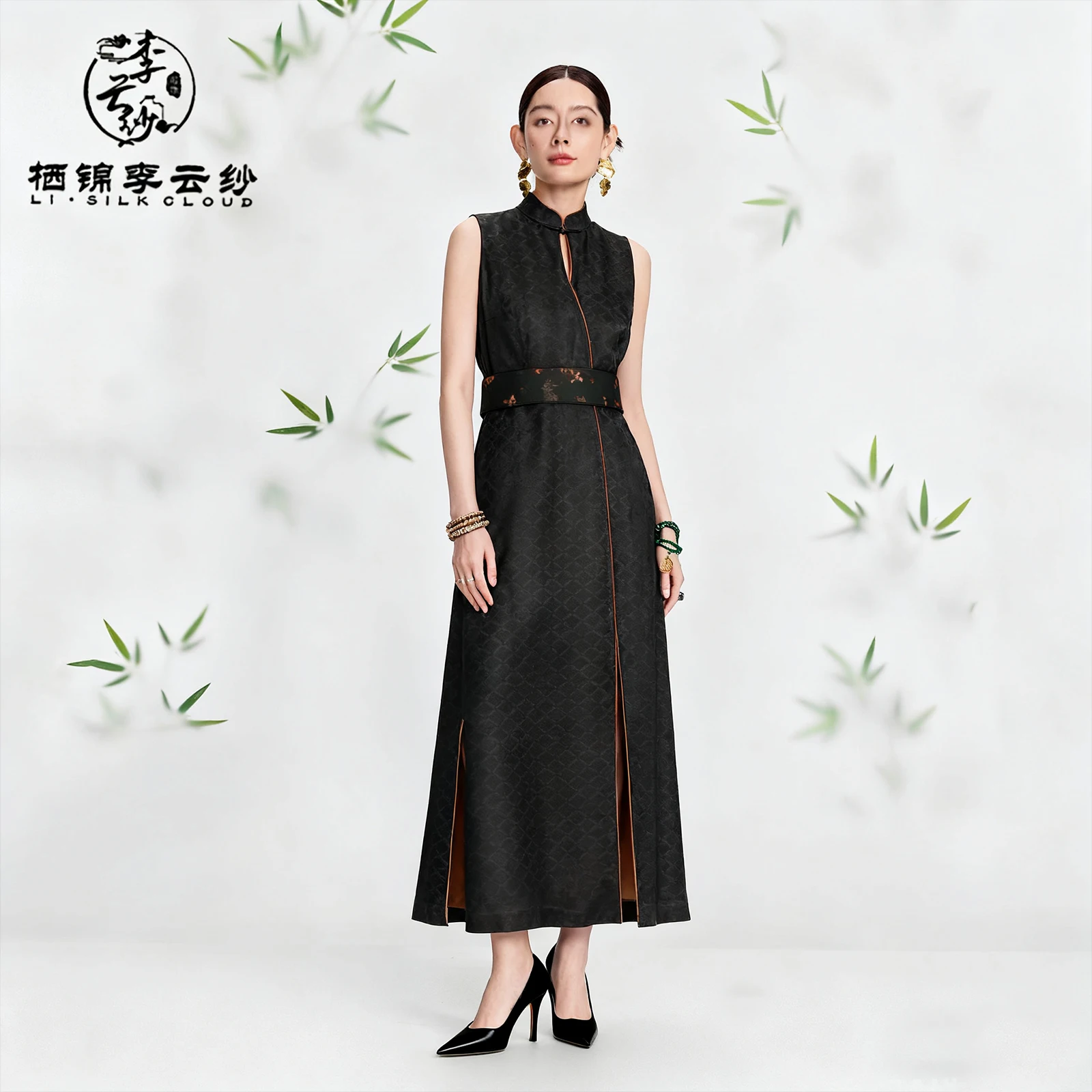 

LI SILK CLOUD Women's 100% Mulberry Silk Xiangyunsha Dress - Chinese Style, Retro Prints & Decorative Belt, Timeless Look