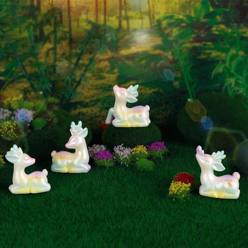 Mini Kawaii Cute Deer Animals Figurine Creative Animal Model Miniature Landscape Ornaments DIY Home Decoration Accessories