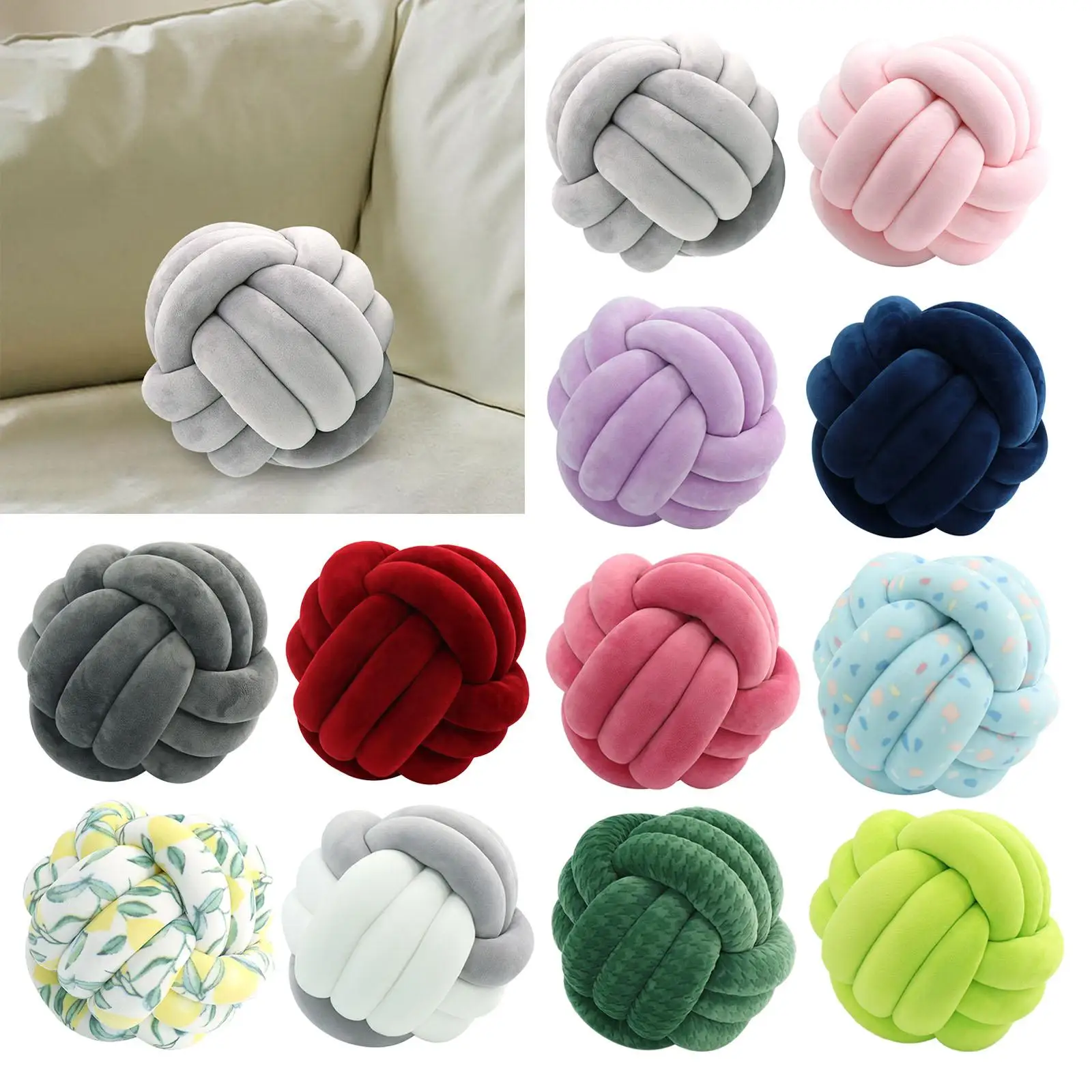 Knot Pillow Ball Thick Comfortable Knotted Pillows for Living Room Home Sofa