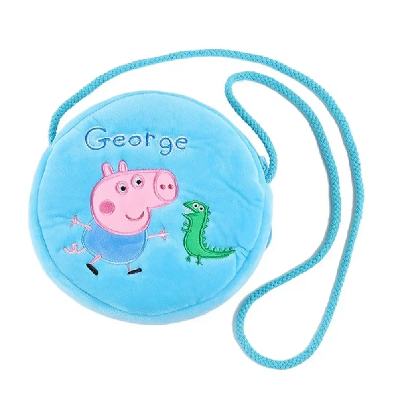 Peppa Pig  Toy Gift Children Plush Backpacks George Peggy Anime Figure Cartoon Round Shoulder Bag Coin Purse Girl Birthday