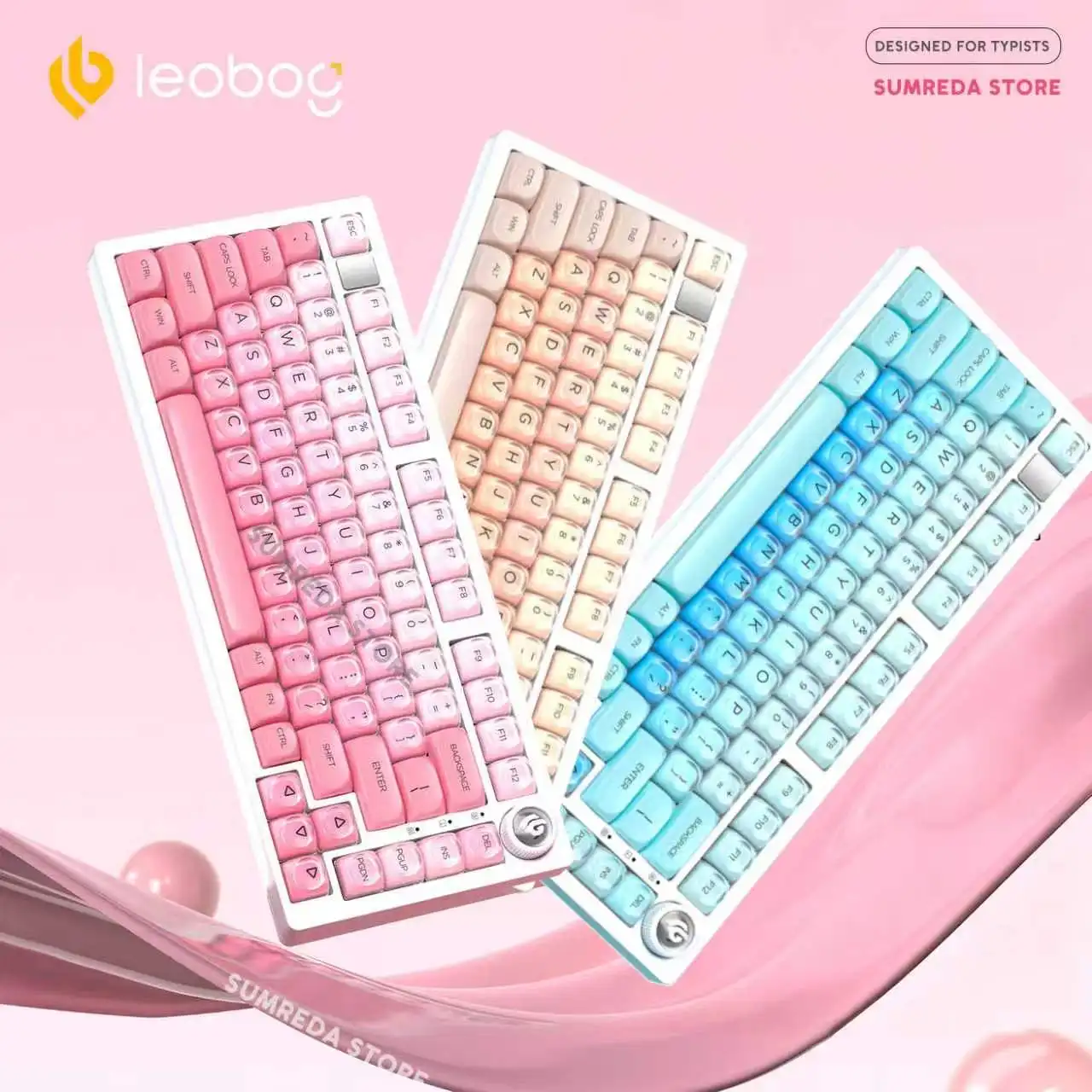 SUMREDA  LEOBOG Hi75C Pro Hi75 Liquid Foundation Keycaps Wireless Mechanical Keyboard Aluminum Bluetooth Hotswap Game Keyboard