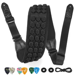 PGS-14 Guitar Strap 3.5 Wide Air Cell Cushions Neoprene Padded Soft Comfortable Bass Adjustable Length 53-64 Long