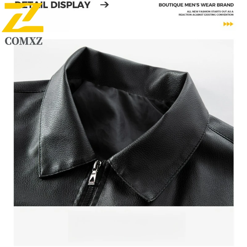 2025 Brand New Leather Jacket For Men's Korean Trend Slim Fit Faux Leather Jacket Handsome Youth Motorcycle Coat Ropa De Hombre