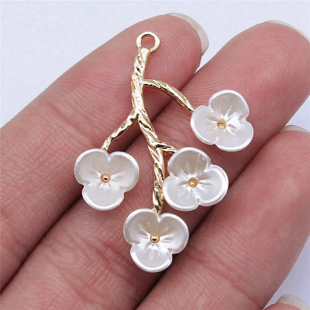 

Jewelry Making Flower Branch Charms Crafts Phone Pendant 4pcs