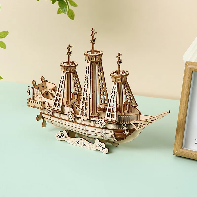 DIY 3D 나무 퍼즐 비행 네덜란드 선박 미니어처 모델 키트 조립 직소 퍼즐 친구 생일 선물