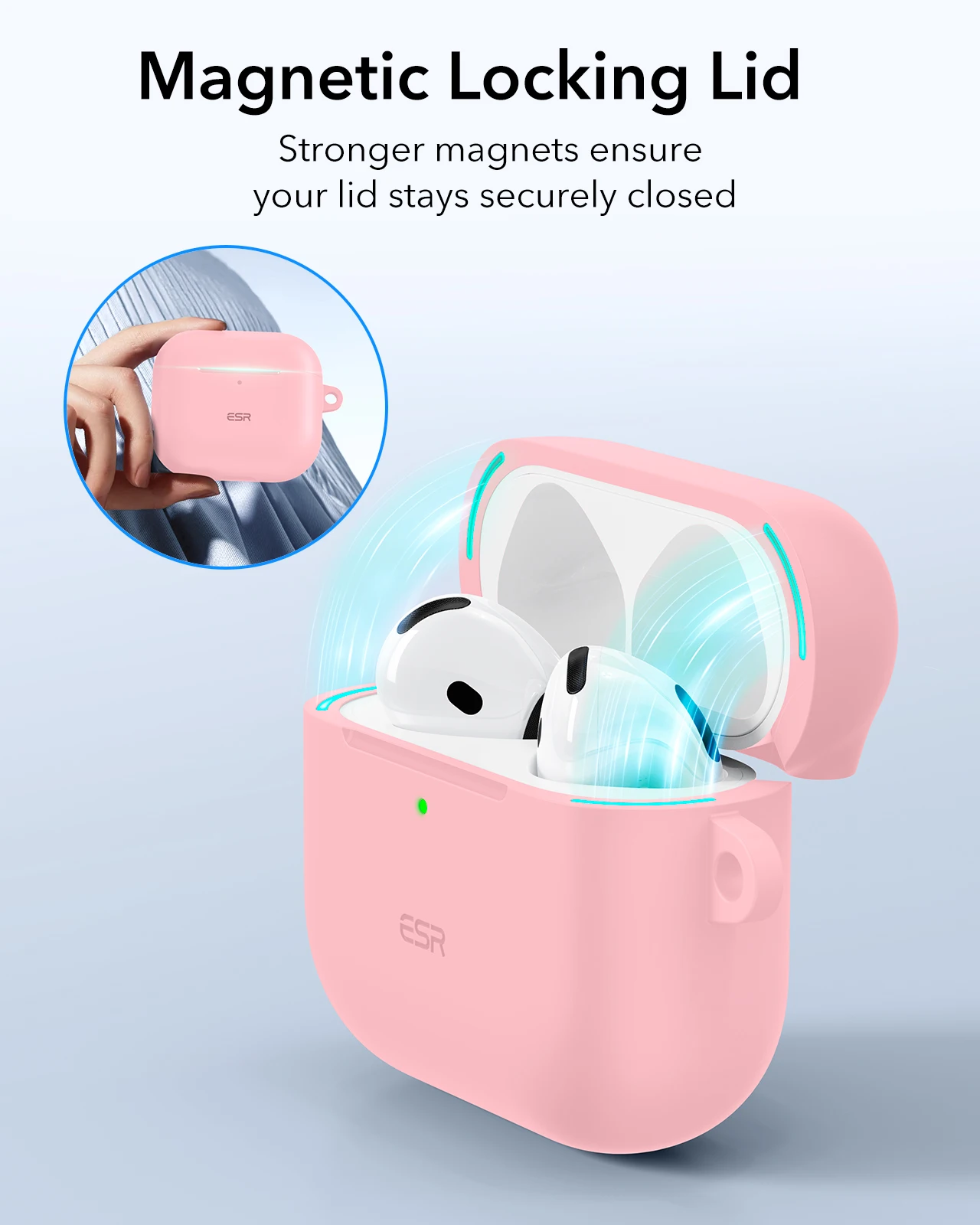 ESR for AirPods 4th Generation (2024) Case HaloLock with MagSafe Earphone Protection Cover for AirPods Pro 2nd/1st Gen(2023）
