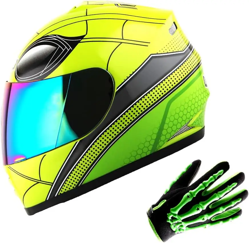 

Молодежный мотоциклетный анфас шлем уличный велосипед BMX MX детский паук зеленый MX скелет перчатки комплект