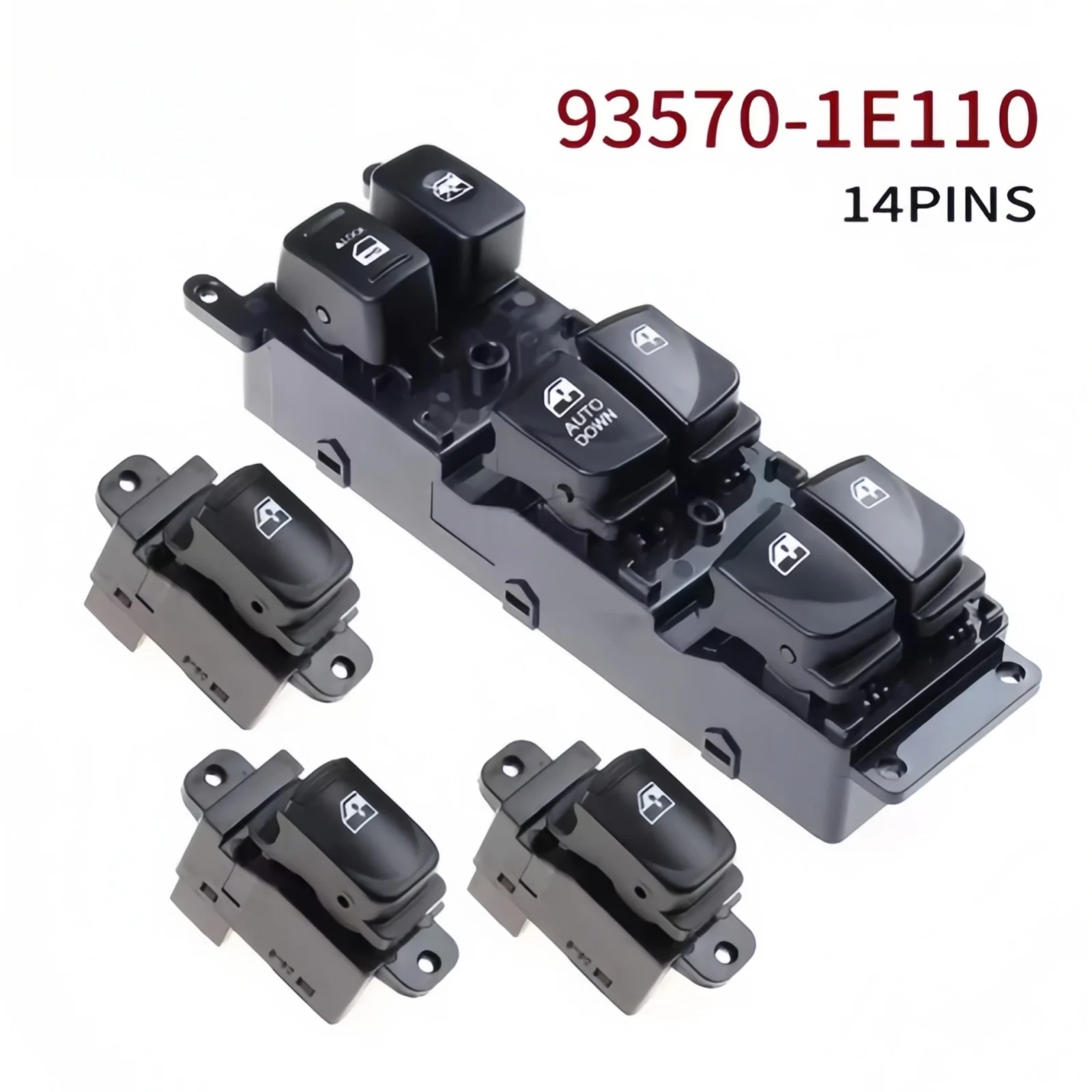 93570-1E110 For Hyundai Accent 2007-2010 Front Left LHD Power Window Switch Control Lock Lifter Glass Button 93580-1E000 Set