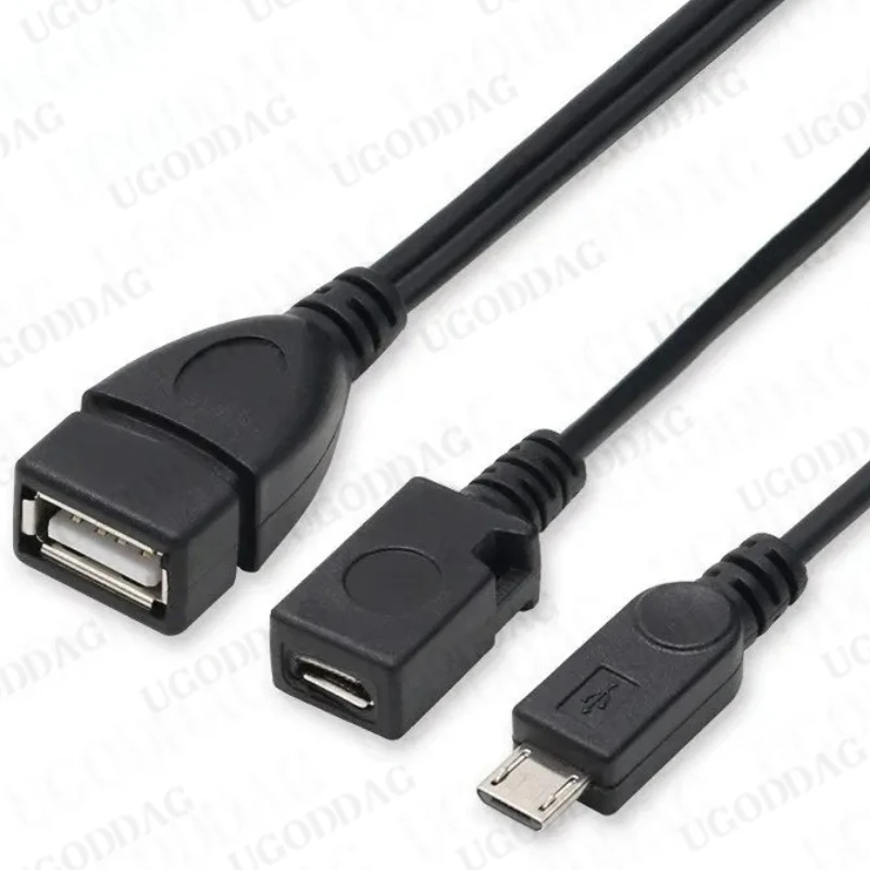 20cm 2 in 1 Micro USB Host Power Y Splitter USB 2.0 Port Terminal Adapter OTG Cable For Fire Tv 3 Or 2nd Gen Fire Stick