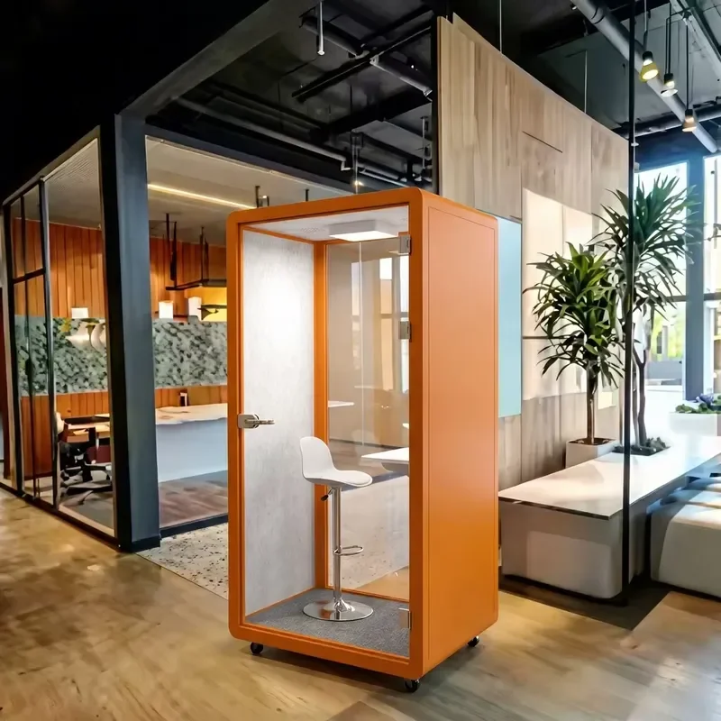 Modern Soundproof Silent Office Meeting Room Booth with LED Lighting Customizable Size and Color for Phone Calls and 2