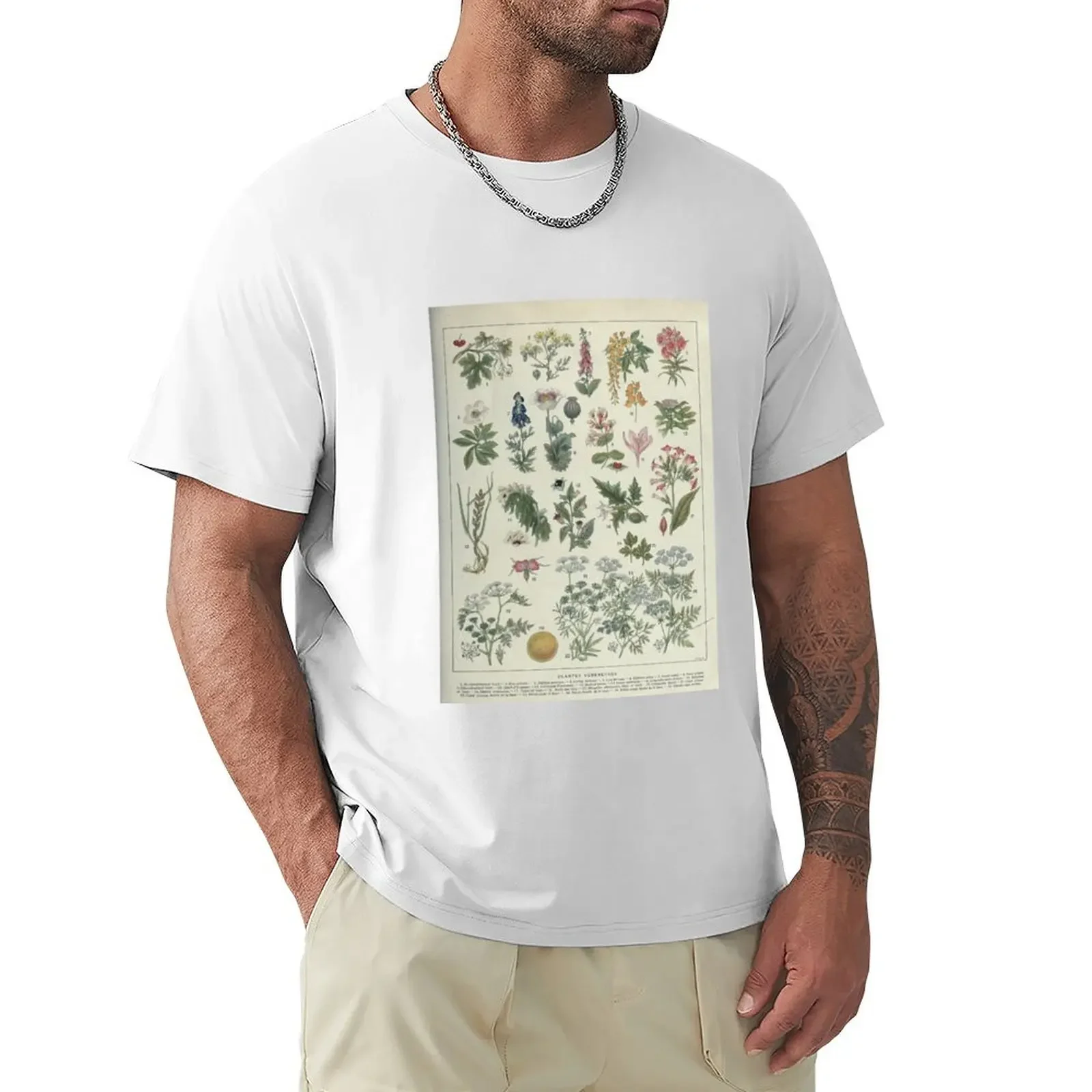 Poisonous plants, Plantes vénéneuses, Botanical illustration T-Shirt plus size tops graphics oversized t shirts for men