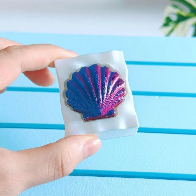 Romantic Beauty Coastal 3D Sea Star Seashell Blue Water Ripple Press Decompress Key Chain Pendant Decoration