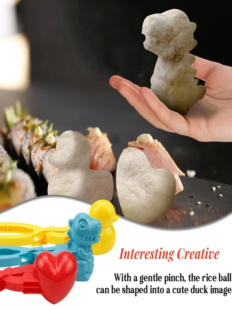 Moule à riz de canard, bricolage, fabricant de boules de neige, moule à boules de riz avec poignée, jouets de neige d'hiver, Animal mignon, façonneur de riz pour enfants et adultes