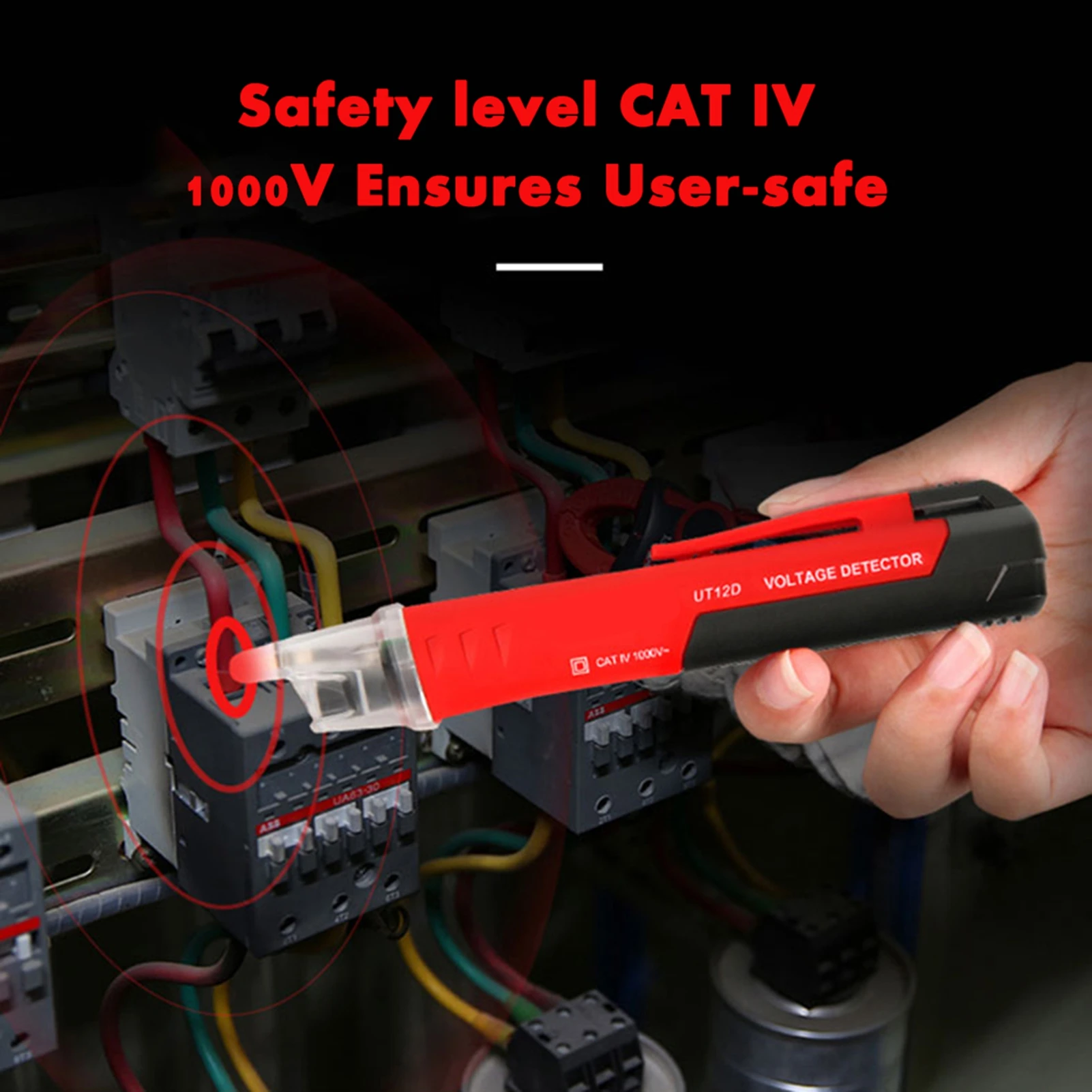 جهاز قياس الجهد الكهربائي UNI-T جهاز قياس جهد التيار المتردد غير المتصل على شكل قلم كاشف تنبيه على شكل حرف V مع إنذار الصوت والضوء مصباح ليد جيب