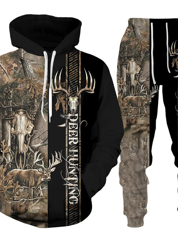 

Men's Hooded Sweatirt And Pants Set Long Sve Autumn Leisure Sportswear Teenagers All-Match Hat And Clothes Suit