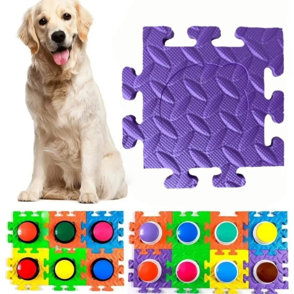 6pc Pet Button Puzzle EVA Pad Dog Cat Training Communication Buttons Anti Slip Mat Interactive Toy Multi-functional Pet Supplies