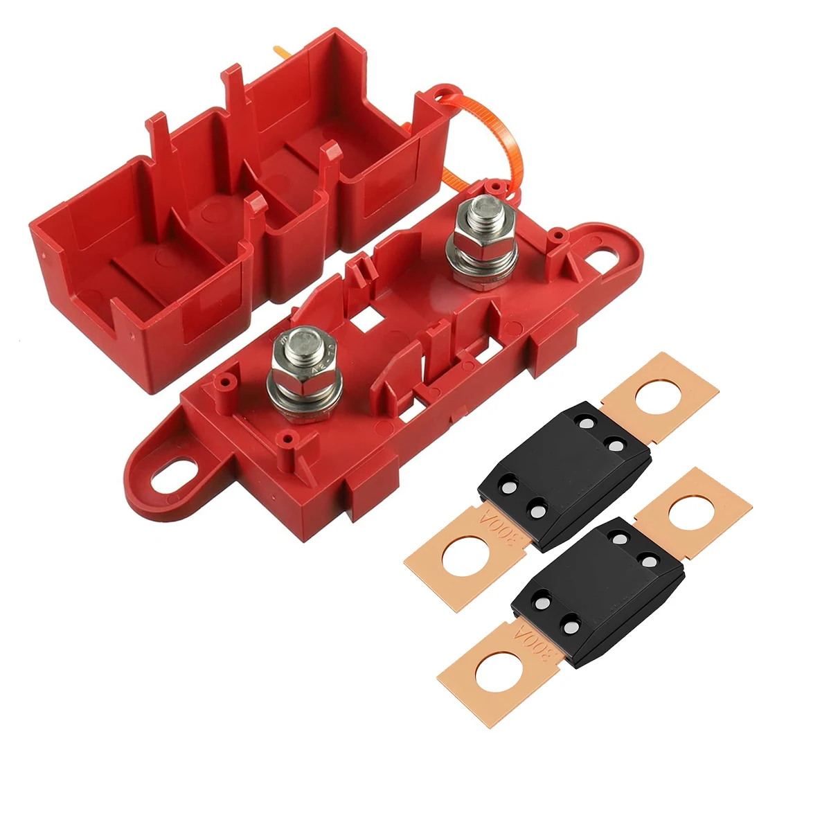 Roter MEGA-Sicherungsblock, ANL-Bolzen-Sicherungshalter, flache Sicherung für Auto, Boot, 80 A, 100 A, 125 A, 150 A, 175 A, 200 A, 250 A, 300 A