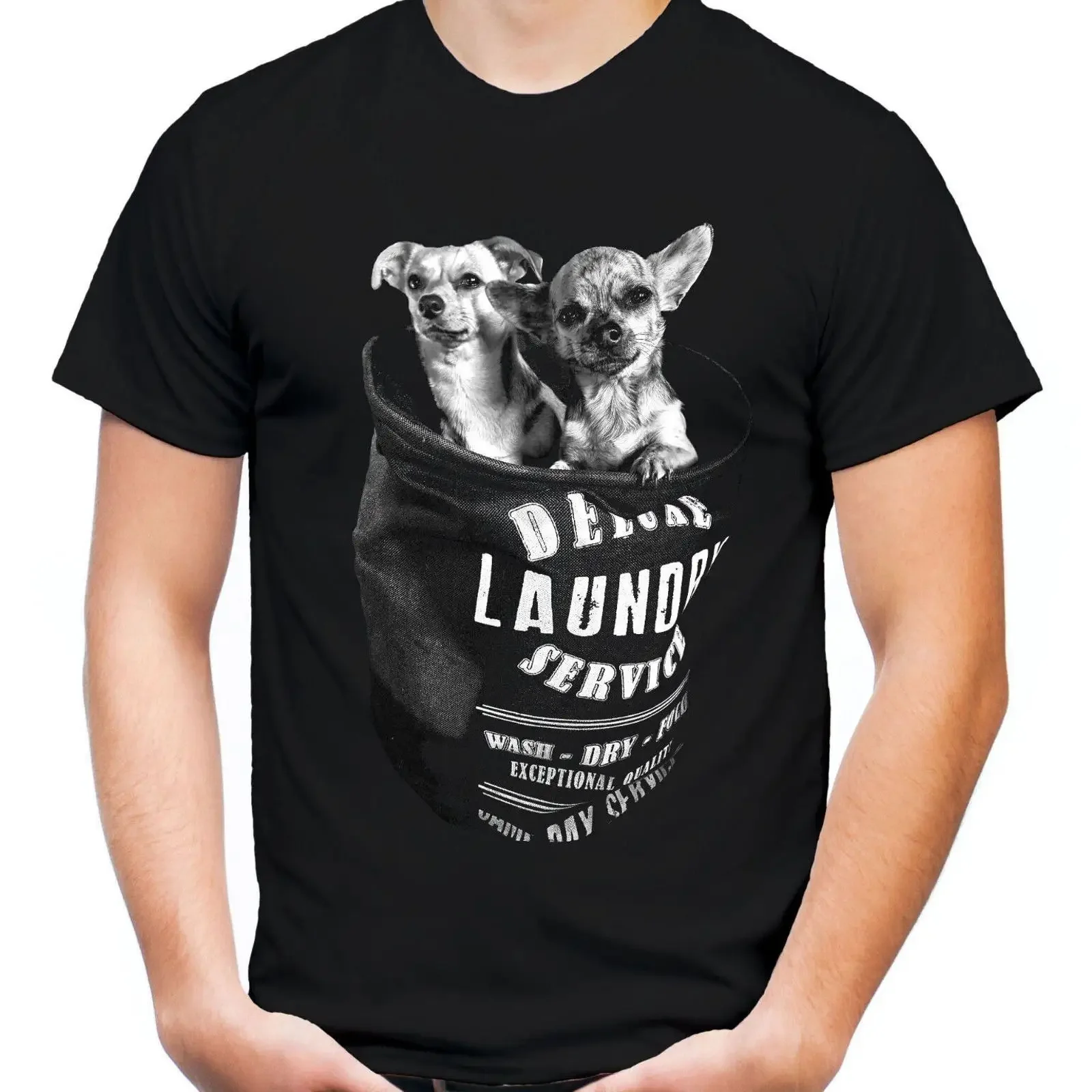 Camiseta Littel Dogs con diseño de Chihuahua, Jack Russell, Hund, Haustier, Rasse, Zwergpinscher, estilo vintage, lavada, cómoda, suave, ropa de diseñador
