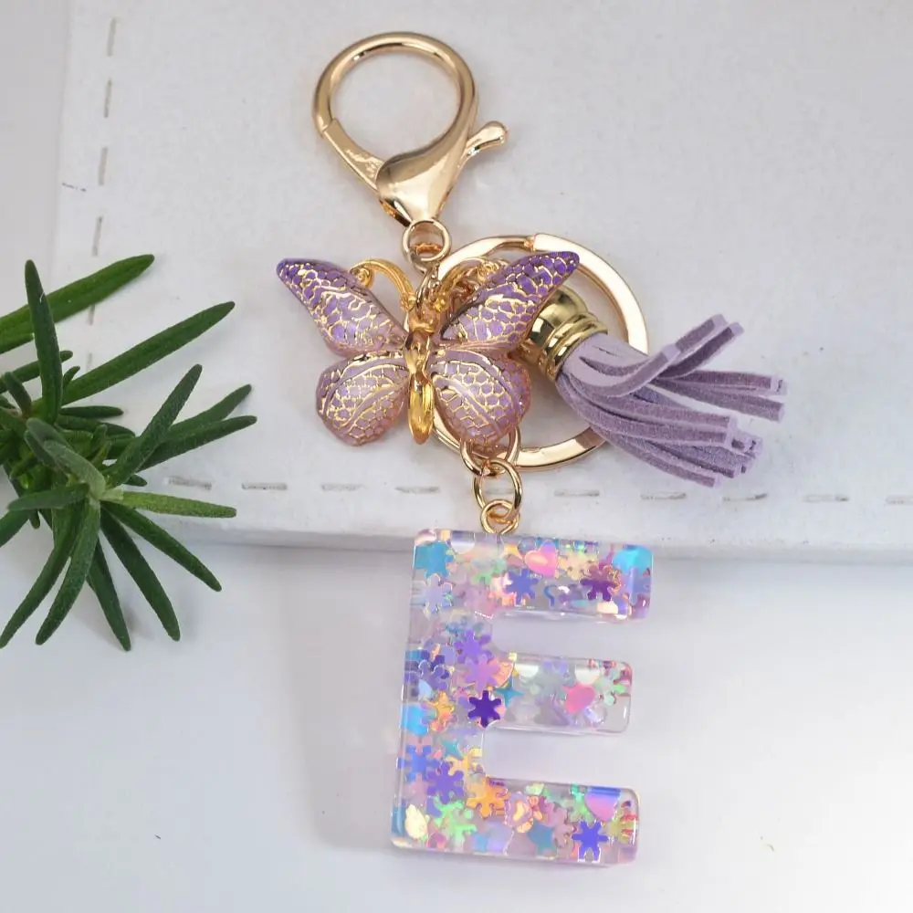 A To Z 26 A To Z 26 Alphabet Keyring Initials Alphabet Purple Snowflakes Purple Snowflakes Letter Keychain Tassel Sequin Filled