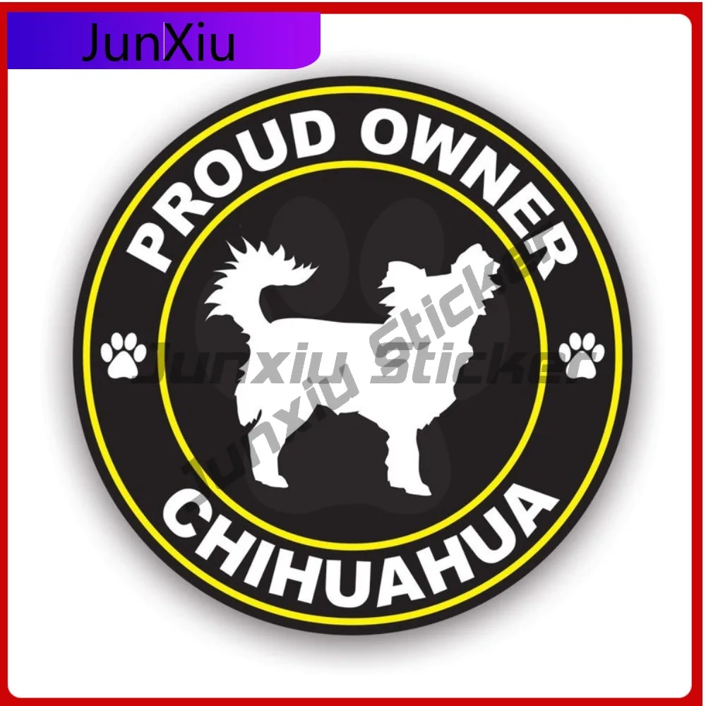 

Наклейка с длинношерстным чихуахуа для гордых владельцев, крутая водонепроницаемая виниловая наклейка для ноутбуков и кондиционеров, высококачественная, креативная, уникальная