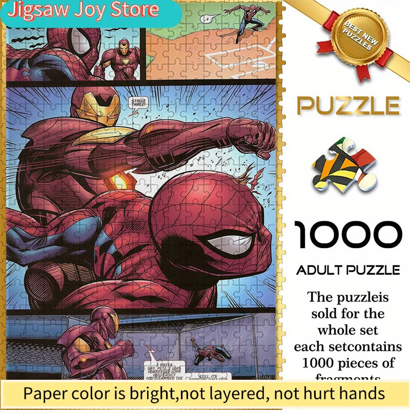 

Тематический бесшовный пазл Marvel Spider-Man W26.1.8-37 с изображением Спайд-Мена и Железного Человека, интерактивный комикс-стикер