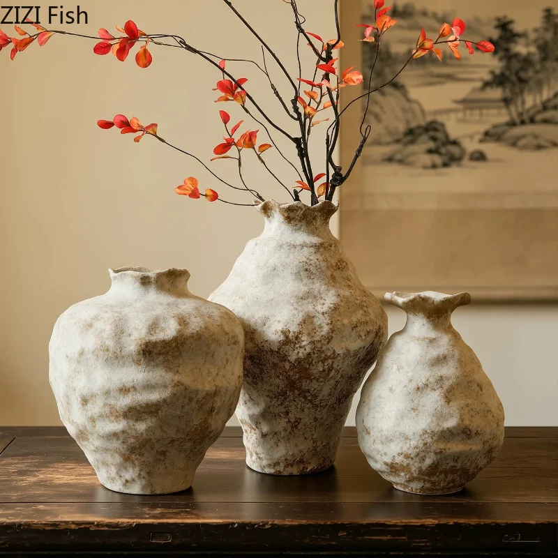 Desktop Retro Ceramic Vase Ornament Hydroponic Vase Flower Arrangement Floral Vases Decorative Vases Room Aesthetic Decor Crafts