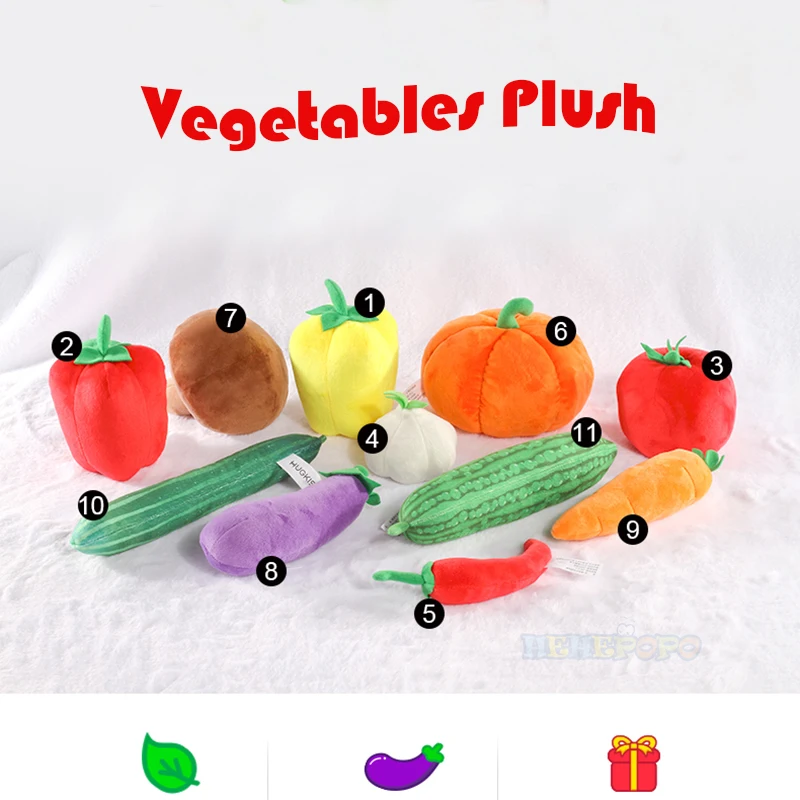 10-26cm Simulation Vegetables Fruits and Vegetables Plush Toys Gift Chili Pumpkin Carrot Children Peluche Doll Creative Toy