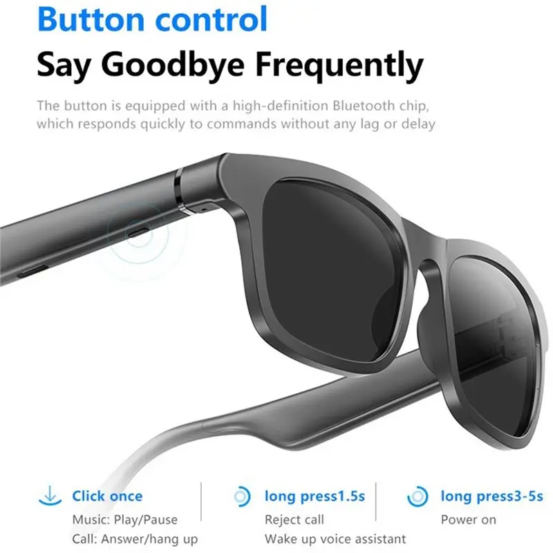 UV400 Bluetooth 5.4 Earphone Sunglasses Sport Hifi Mic Call Eyeglass Anti Blue Wireless Driving Music Headset Eyewear - view 3