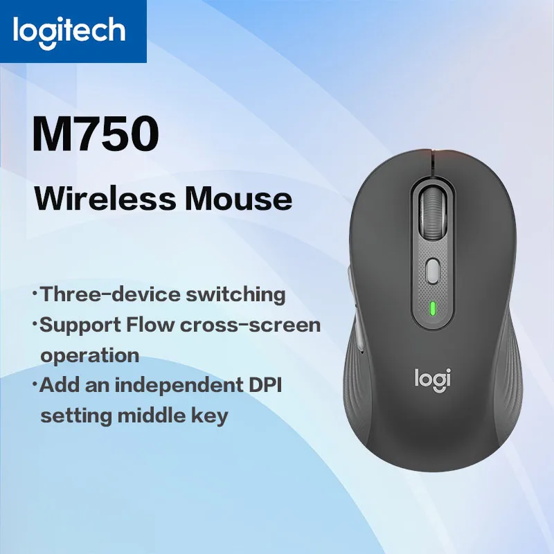 Logitech M750 Wireless Bluetooth Mouse Wireless Silent Mouse Mac Ipad Office Dual-Mode Wireless Mouse Cross-Device Home