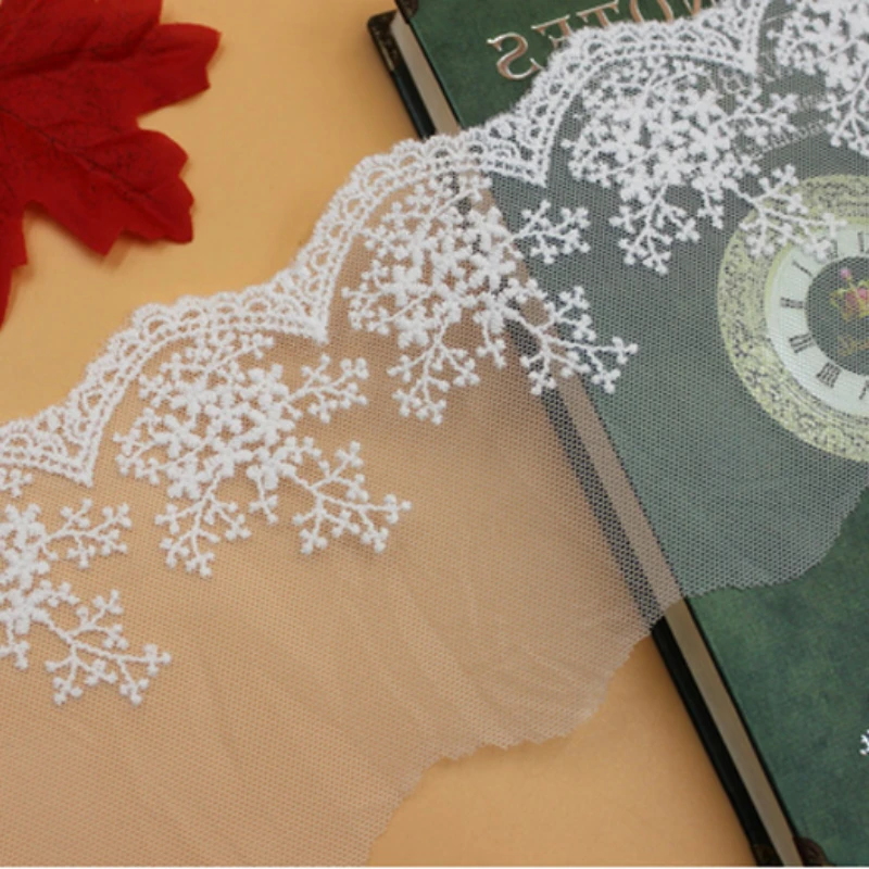 Beige White Black Embroidery Lace Trim, 11cm Width