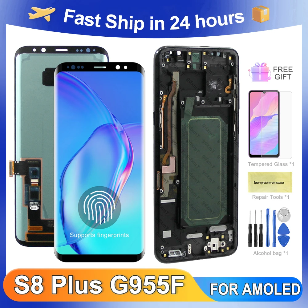 S8 Plus 6.2''For Samsung For AMOLED S8+ G955W G955A G955 G955N G955F LCD Display Touch Screen Digitizer Assembly Replacement