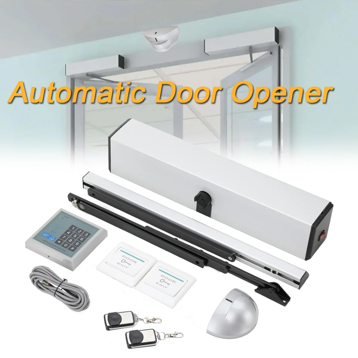 Automatic Swing Door Opener Closer 100v-240V Residential Commercial Electric Swing Gate with 2 Remote Controllers for Hotel