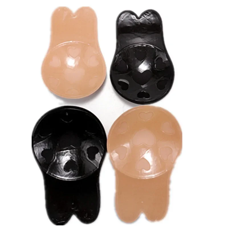 Women Push Up Bras Self Adhesive Silicone Strapless Invisible Bra Reusable Sticky Breast Lift Tape Rabbit Nipple Cover Bra Pads