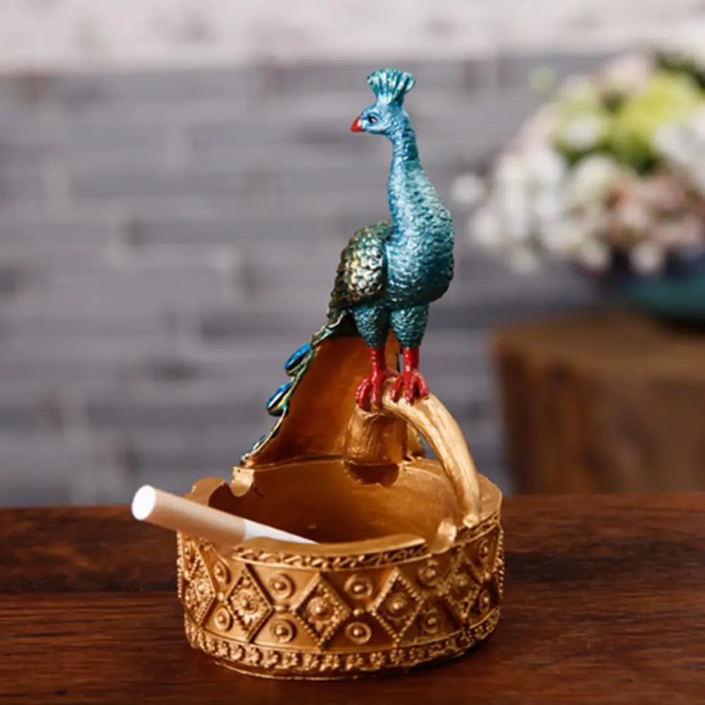 Auffälliger Aschenbecher, feine Verarbeitung, flexibel, exquisit, Pfauen-Räuchergefäß aus Kunstharz für Zuhause