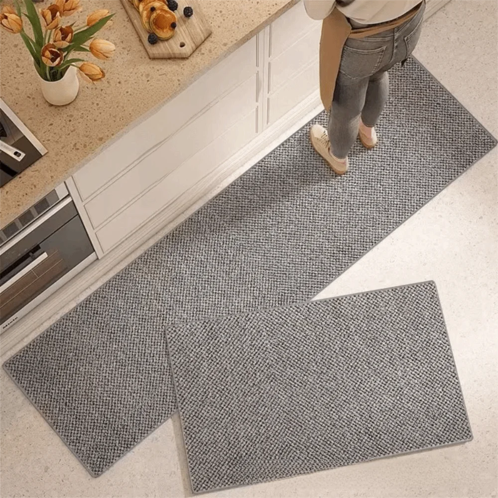 

Simple Super Absorbent Kitchen Floor Mat Long Soft Entrance Doormat Thickened Non-slip Linen Weave Bath Mat Home