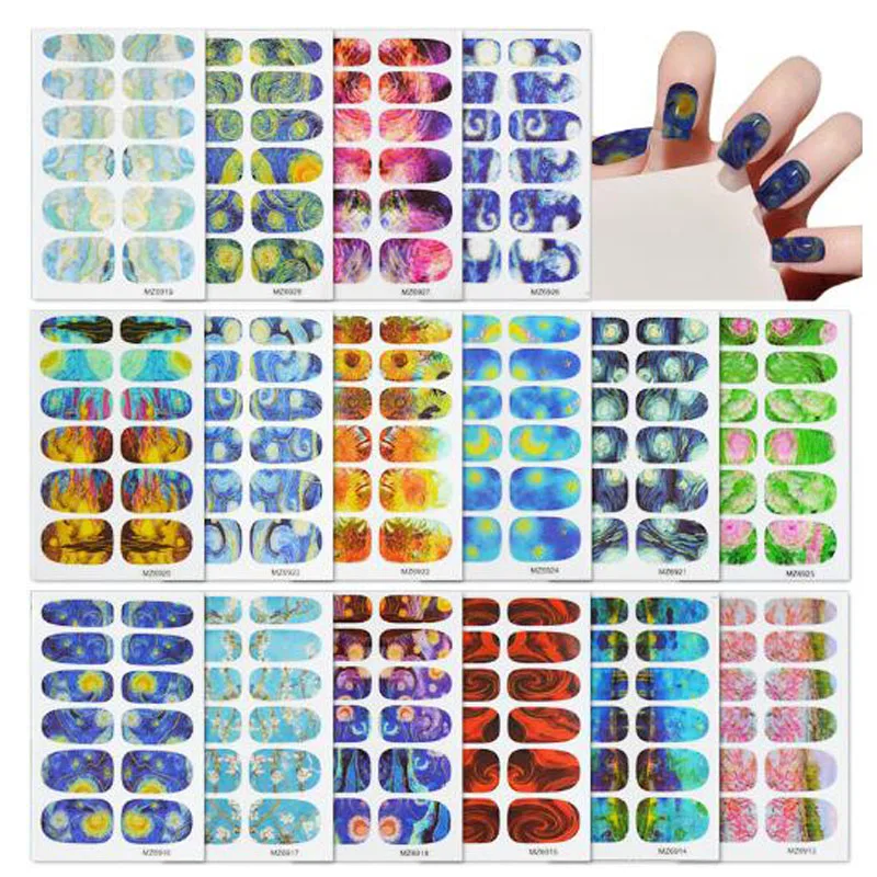 

12 Tips Fake Nail Stickers Stars Self-Adhesive Slider Nail Art Decorations Waterproof Nail Wrap Decals Manicure Accessories