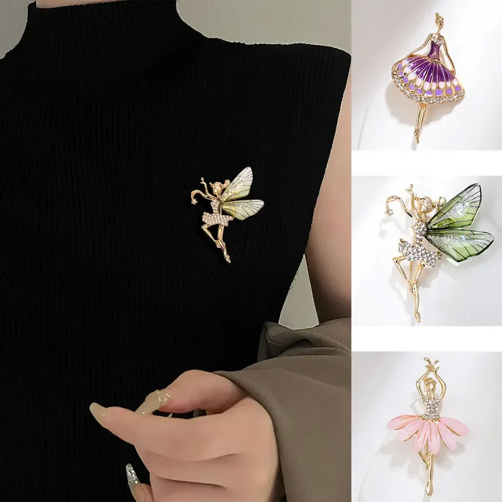 Luxo anjo incrustado zircão broche moda strass asas pinos de fadas para mulheres inseto jóias acessórios de roupas presentes